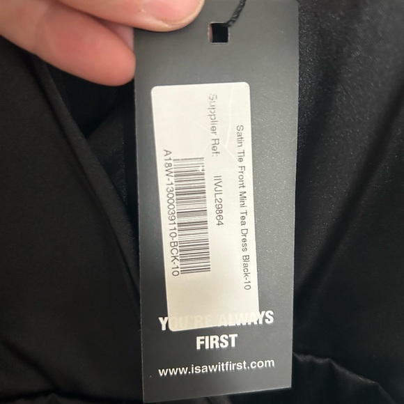 Satin tie front mini tea dress - Picture 4 of 4